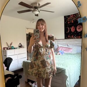 Cream Puff Sleeve Sundress with Sweetheart Neckline